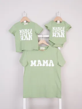 Mom & Me Green Mama/ Little Man Graphic Shirt & Romper