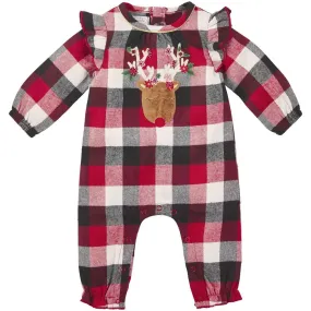 Mud Pie Buffalo Check Reindeer One-Piece