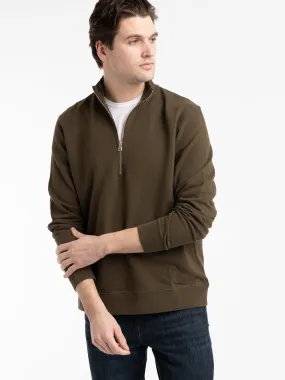 Olive Green Half Zip Loopback Sweatshirt