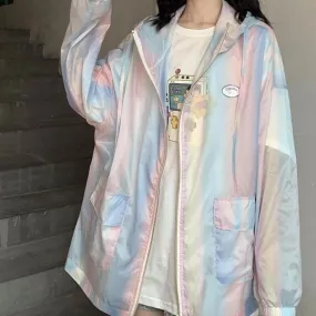 Pastel See-Through Jacket With Rainbow Gradient