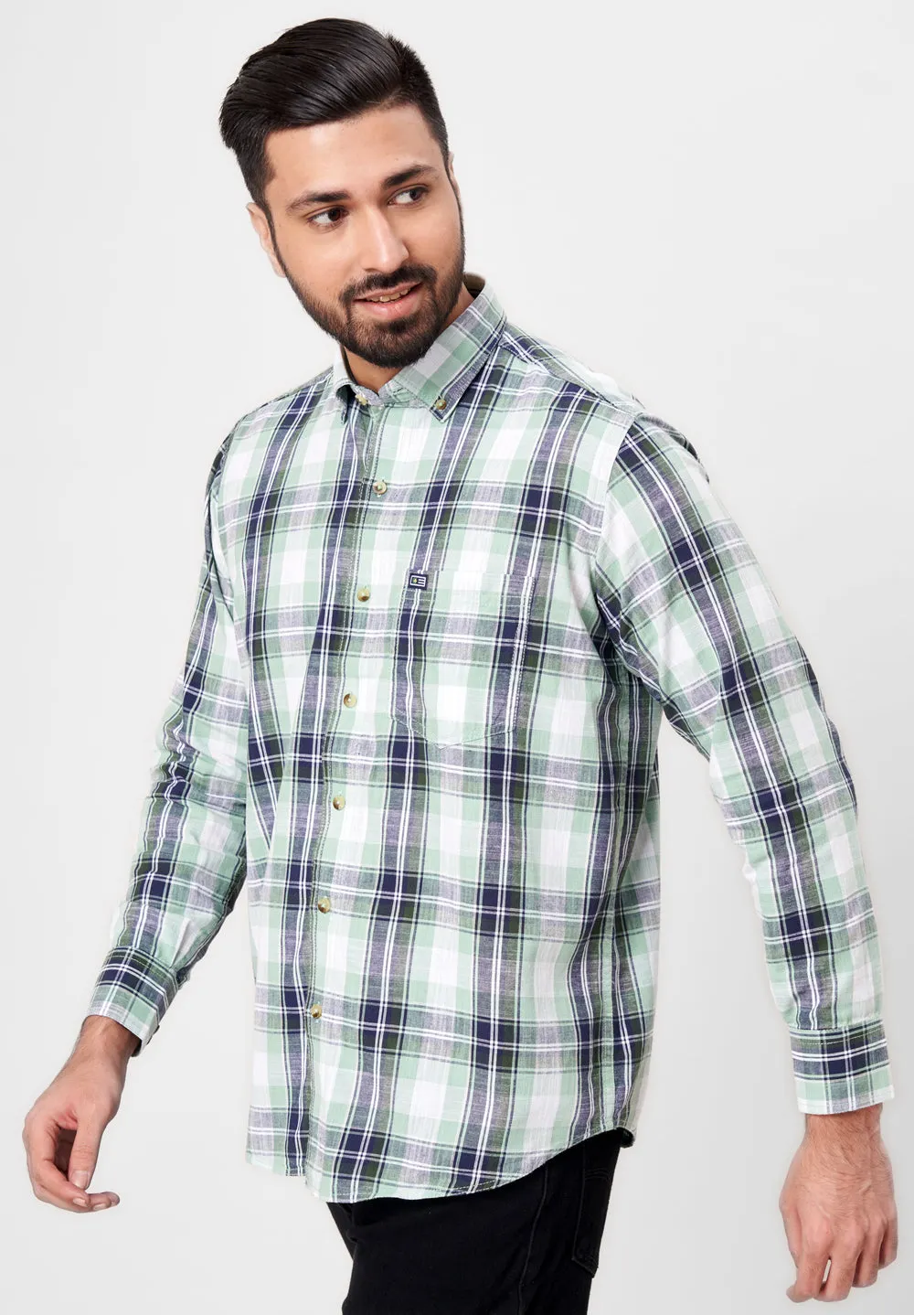 Pure Cotton Semi Formal-Smart Fit Shirt - 42491