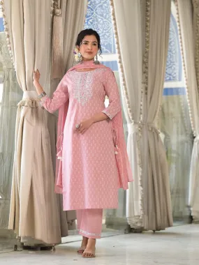 Radhya apricot Cotton Suit Set