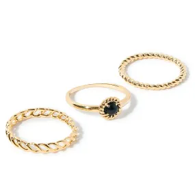 Real Gold Plated Set Of 3 Diamond Ring Set For Women By Accessorize London-Large