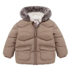 Rokka Rolla Thick Sherpa Lined Fur Trim Hooded Puffer Jacket 13171