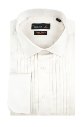 Romano Off-White Pleated Laydown Tuxedo Shirt