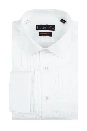 Romano White Pleated Laydown Tuxedo Shirt