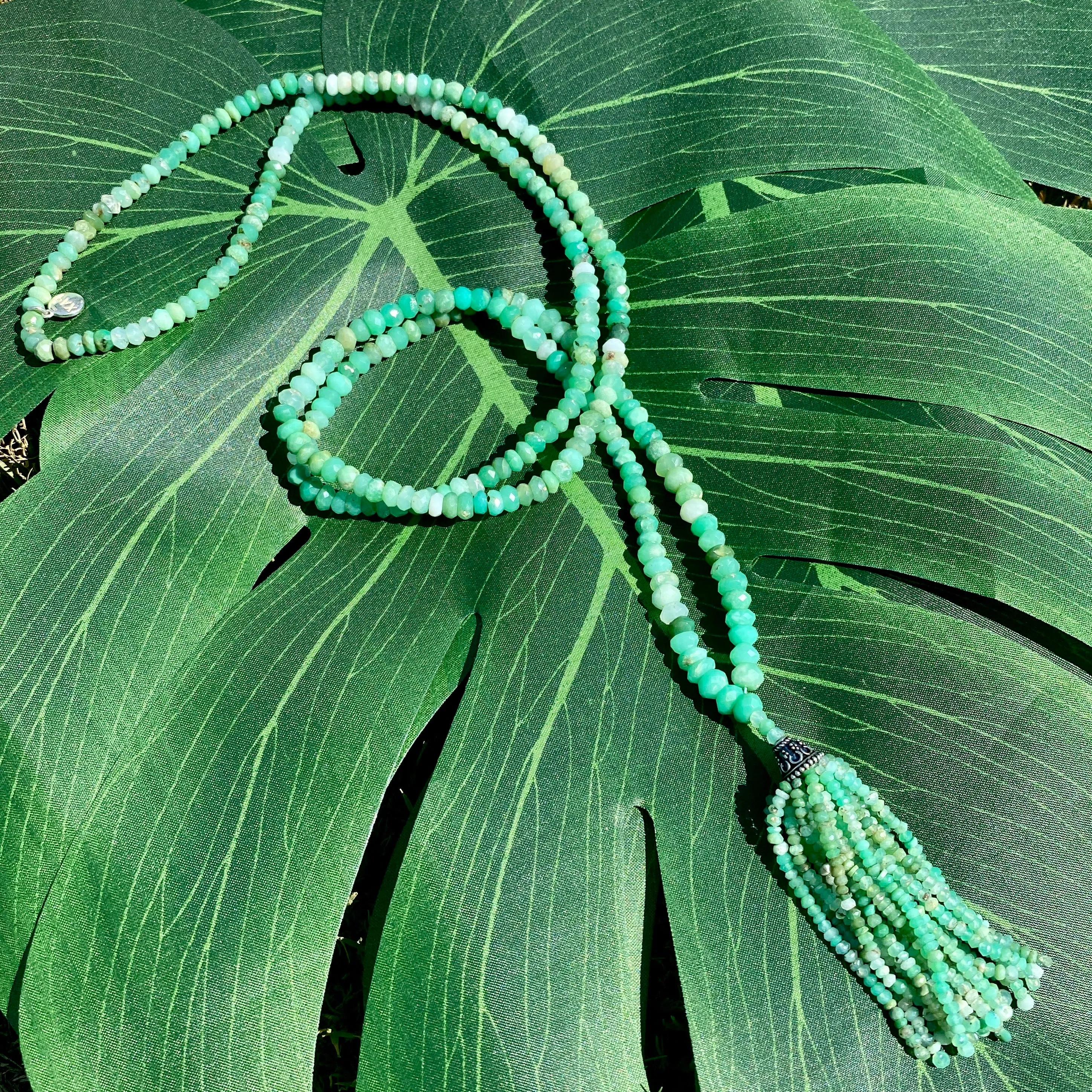 Semi-Precious Chrysoprase Faceted Mala Necklace