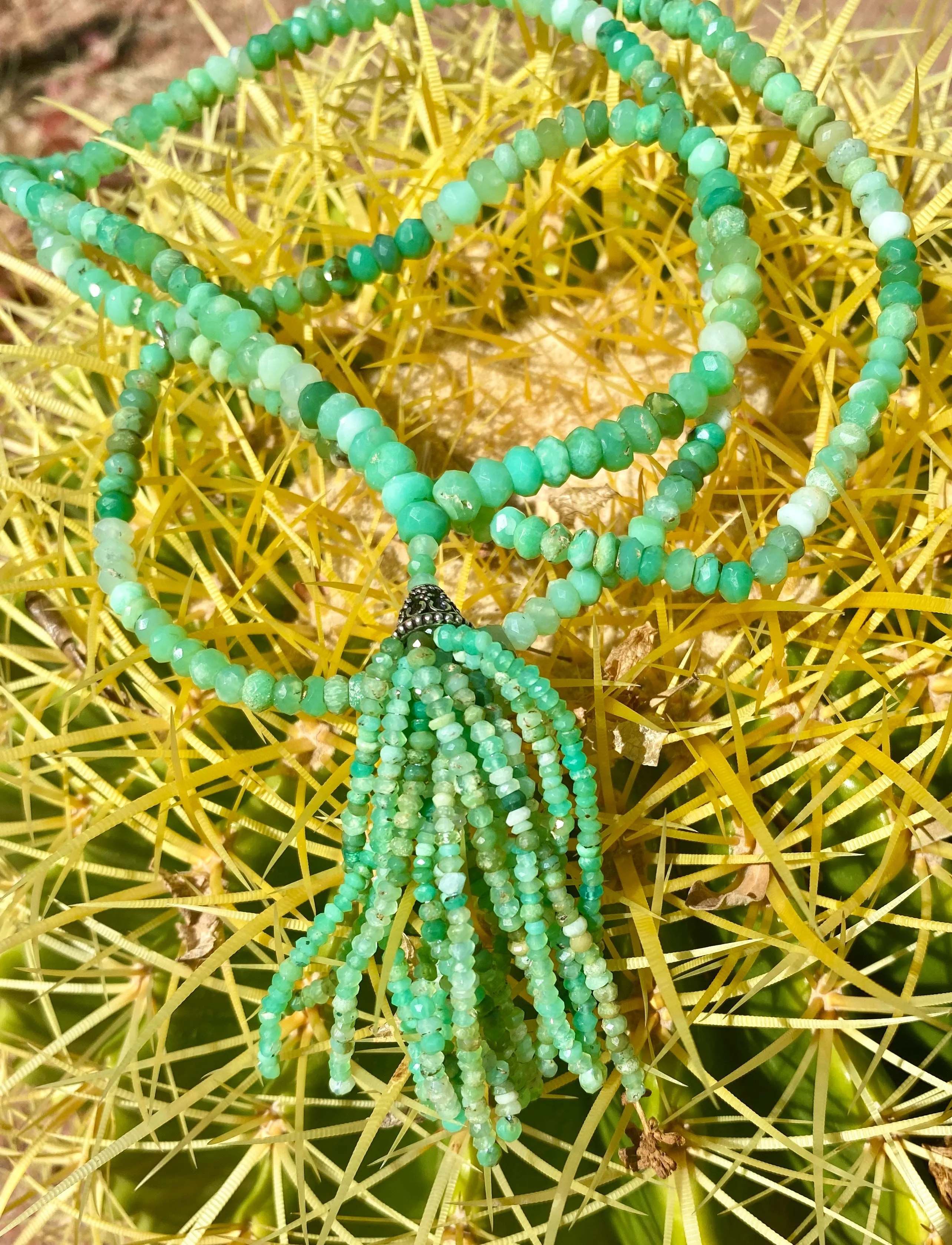 Semi-Precious Chrysoprase Faceted Mala Necklace