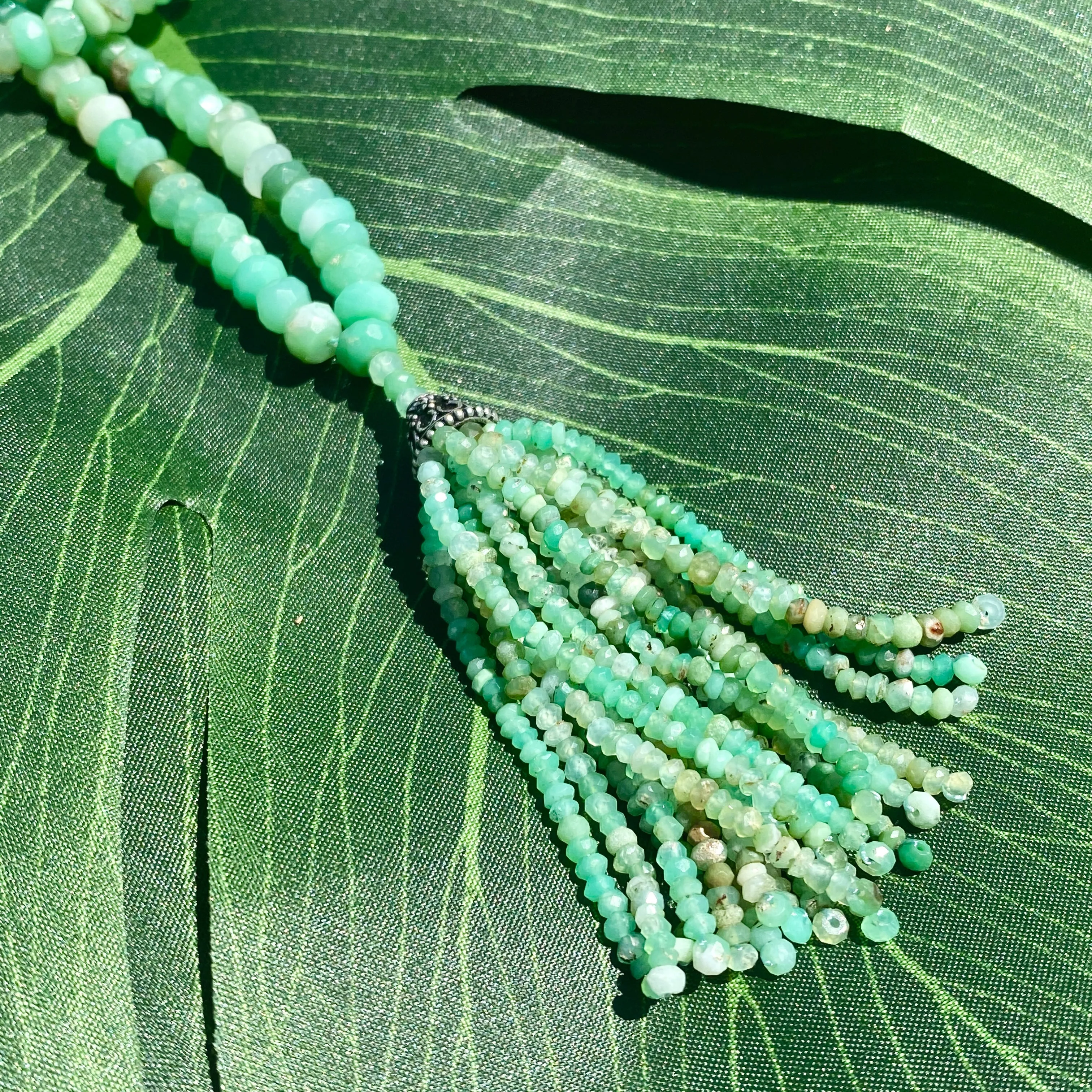 Semi-Precious Chrysoprase Faceted Mala Necklace