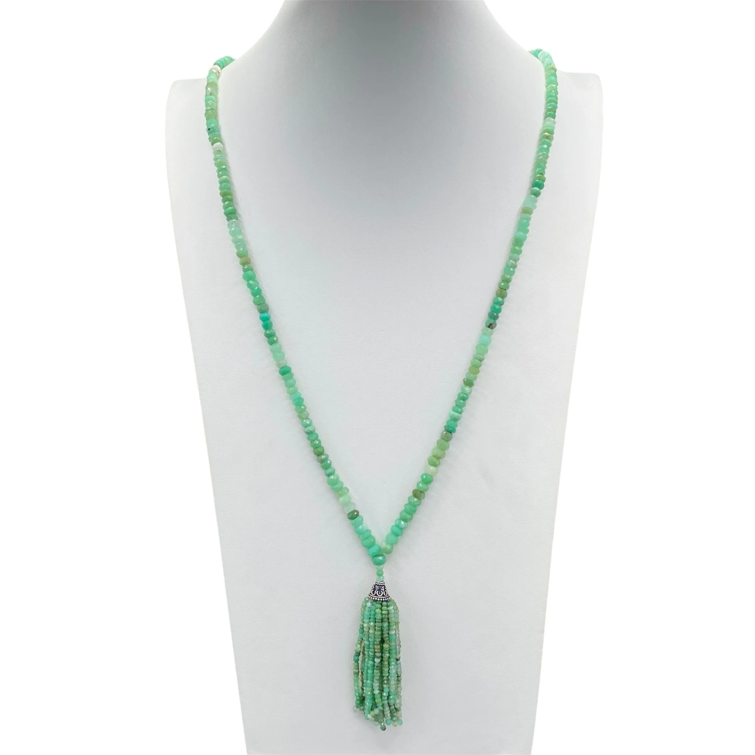 Semi-Precious Chrysoprase Faceted Mala Necklace