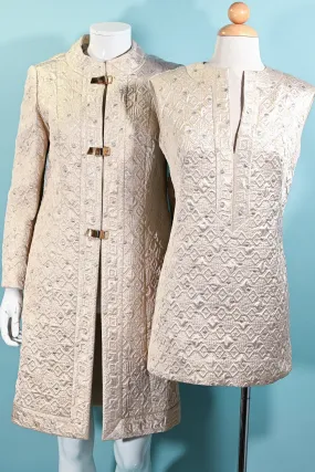 SOLD Vintage 60s Brocade Cocktail Suit, Coat/Mini Dress 2 Pc Set