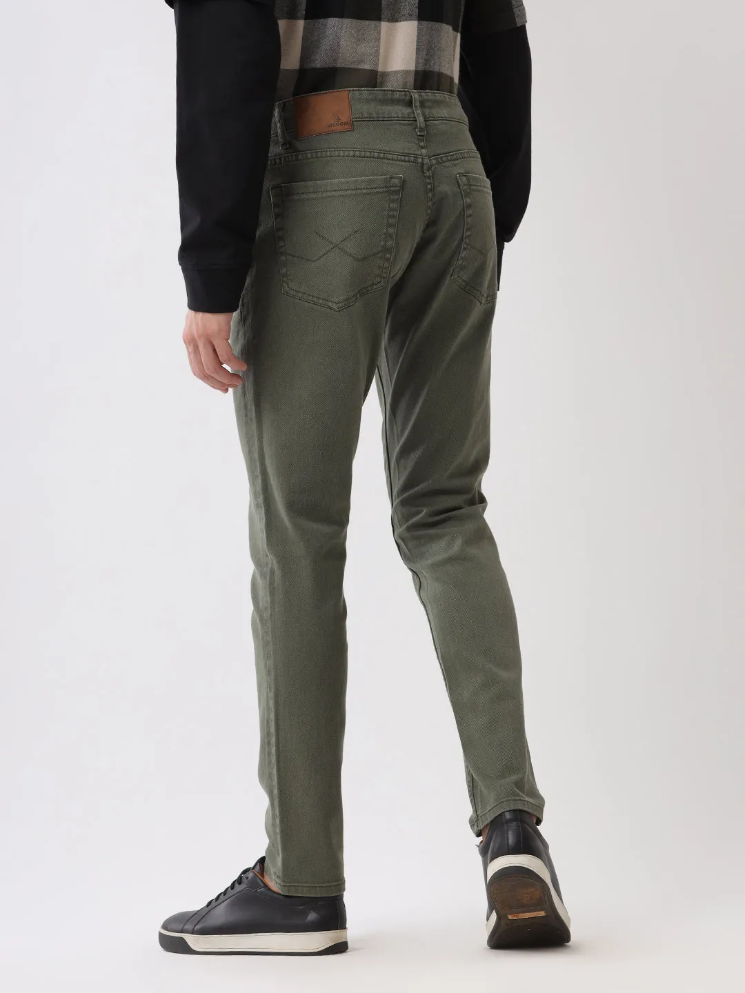 Solid Olive Tapered Jeans