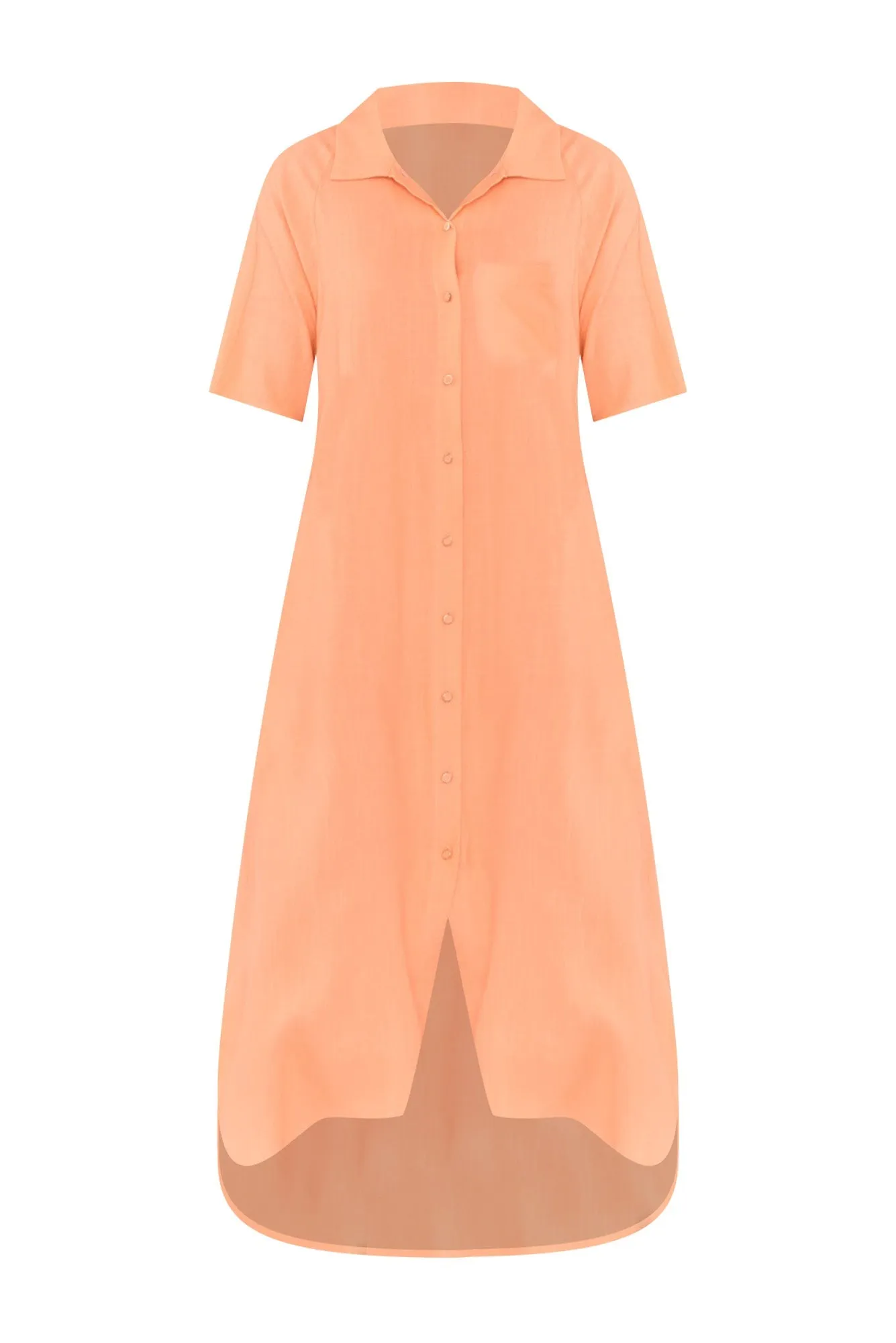 Statues Apricot Linen Blend Shirt Dress