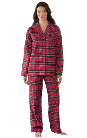 Stewart Plaid Button-Front Flannel Pajamas