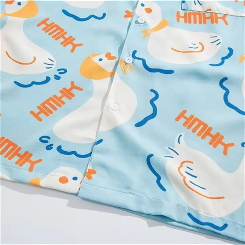 Swimming Duck Print Couples Shirts