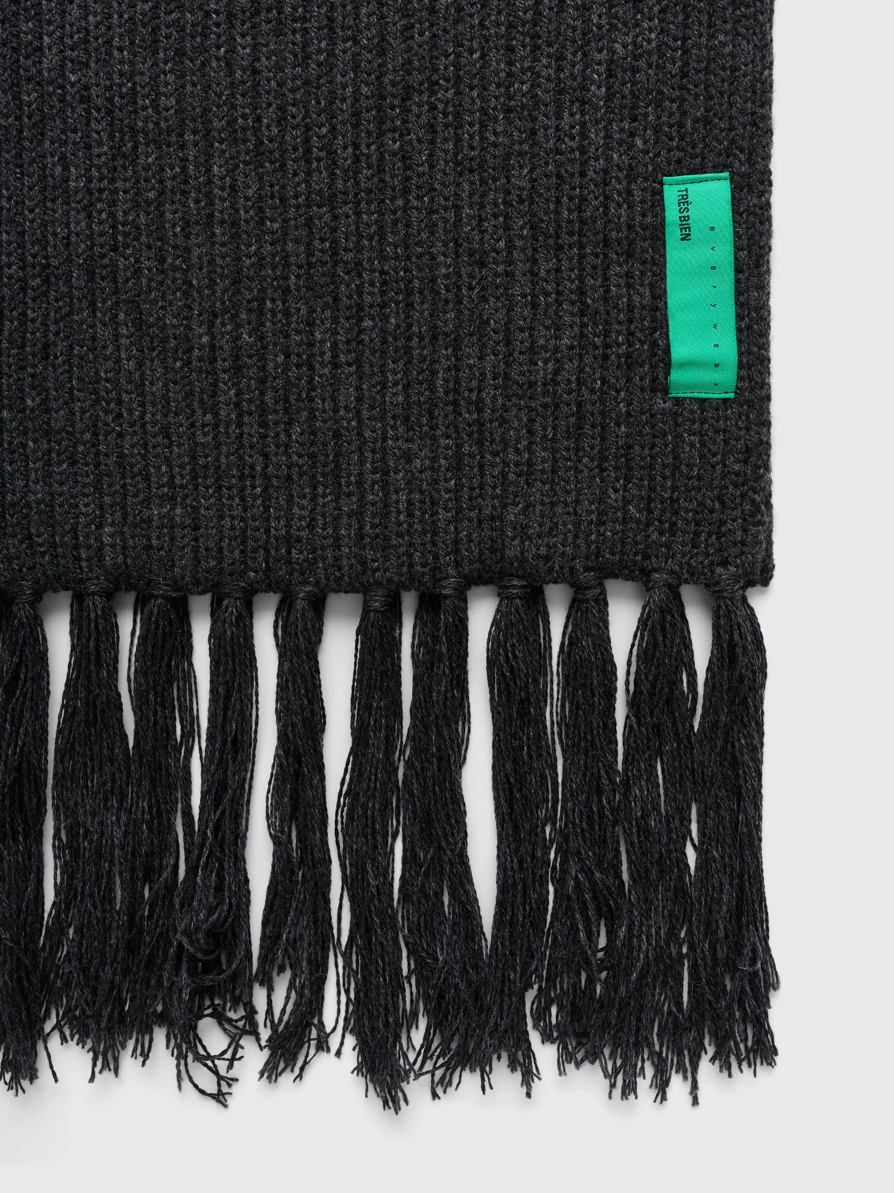 TRS BIEN everywear Rib Wool Scarf Merino Cashmere Black