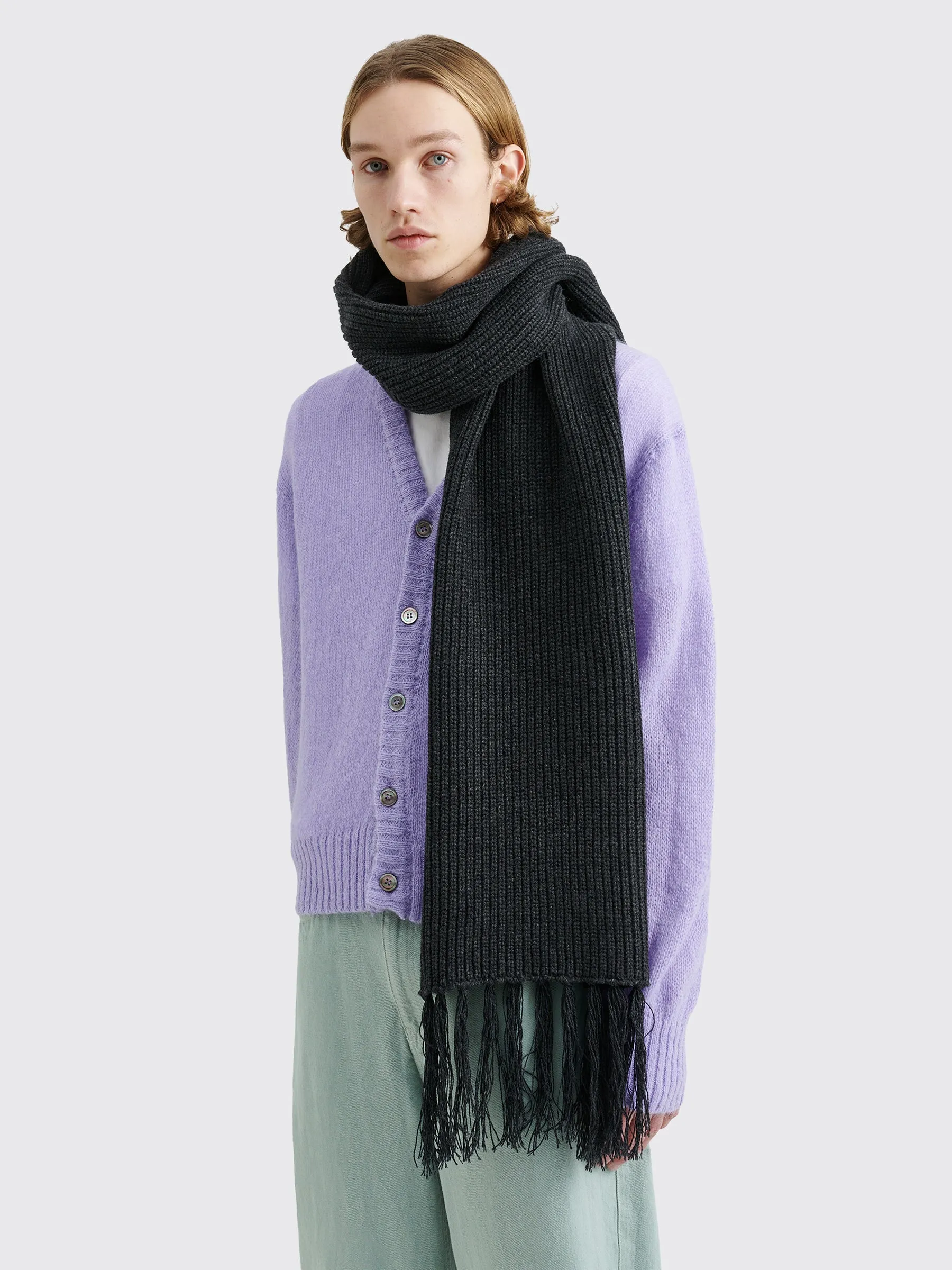 TRS BIEN everywear Rib Wool Scarf Merino Cashmere Black