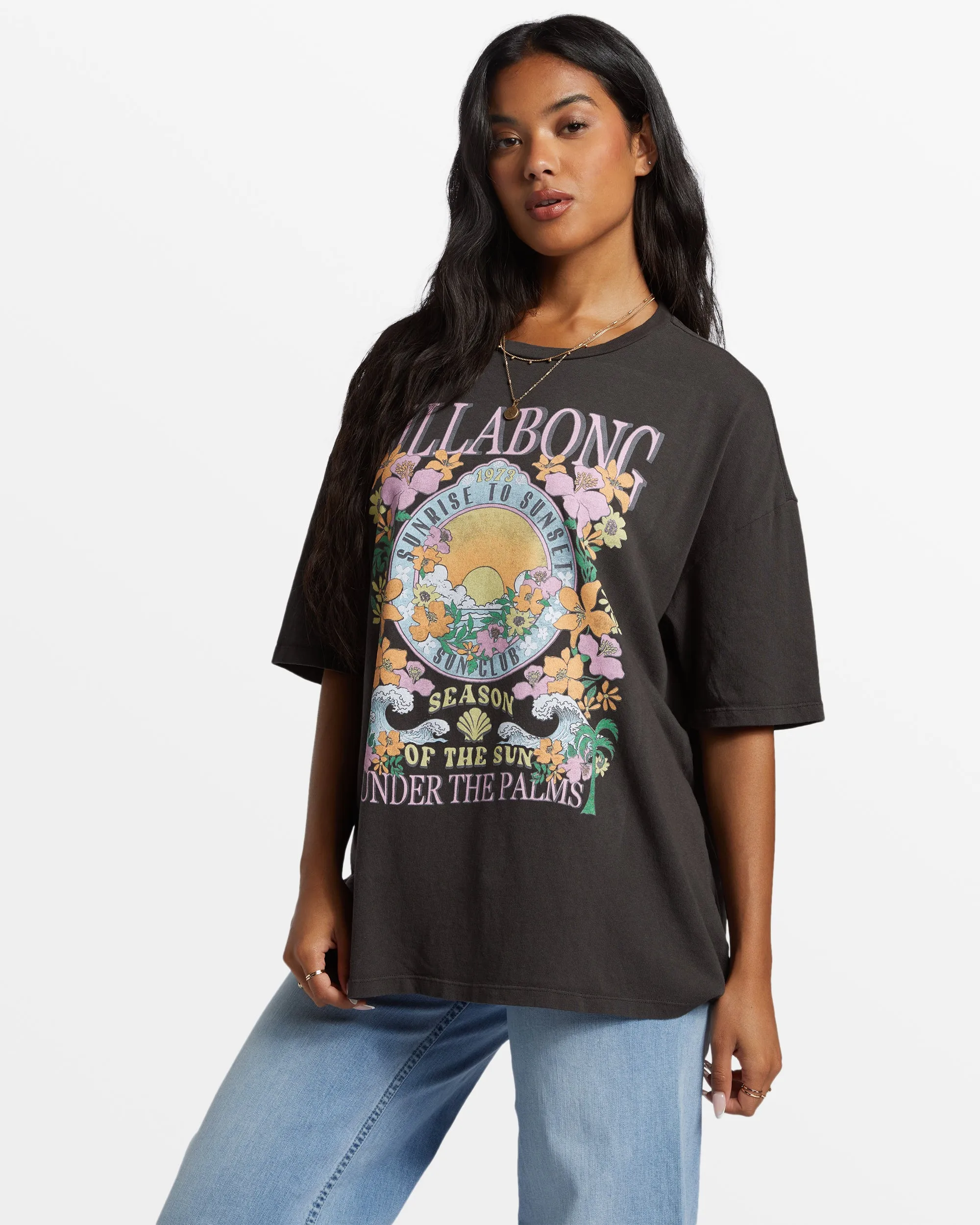 Under The Palms Oversized T-Shirt - Off Black