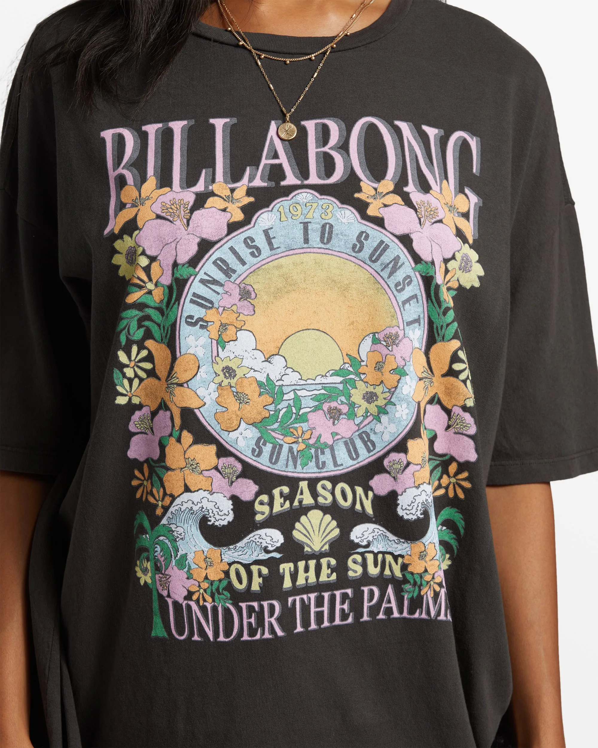 Under The Palms Oversized T-Shirt - Off Black