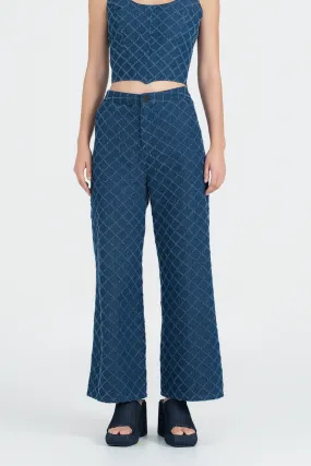 Vera Embossed Mid Waist Denim Pants