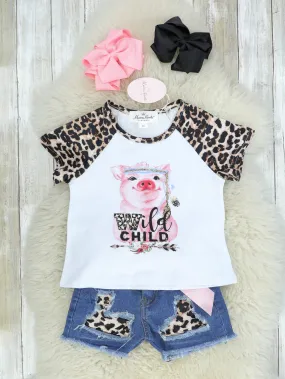 Wild Child Pig Distressed Denim Outfit