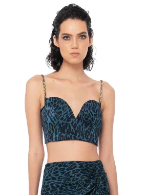 Willow Silk Leopard Bustier Top