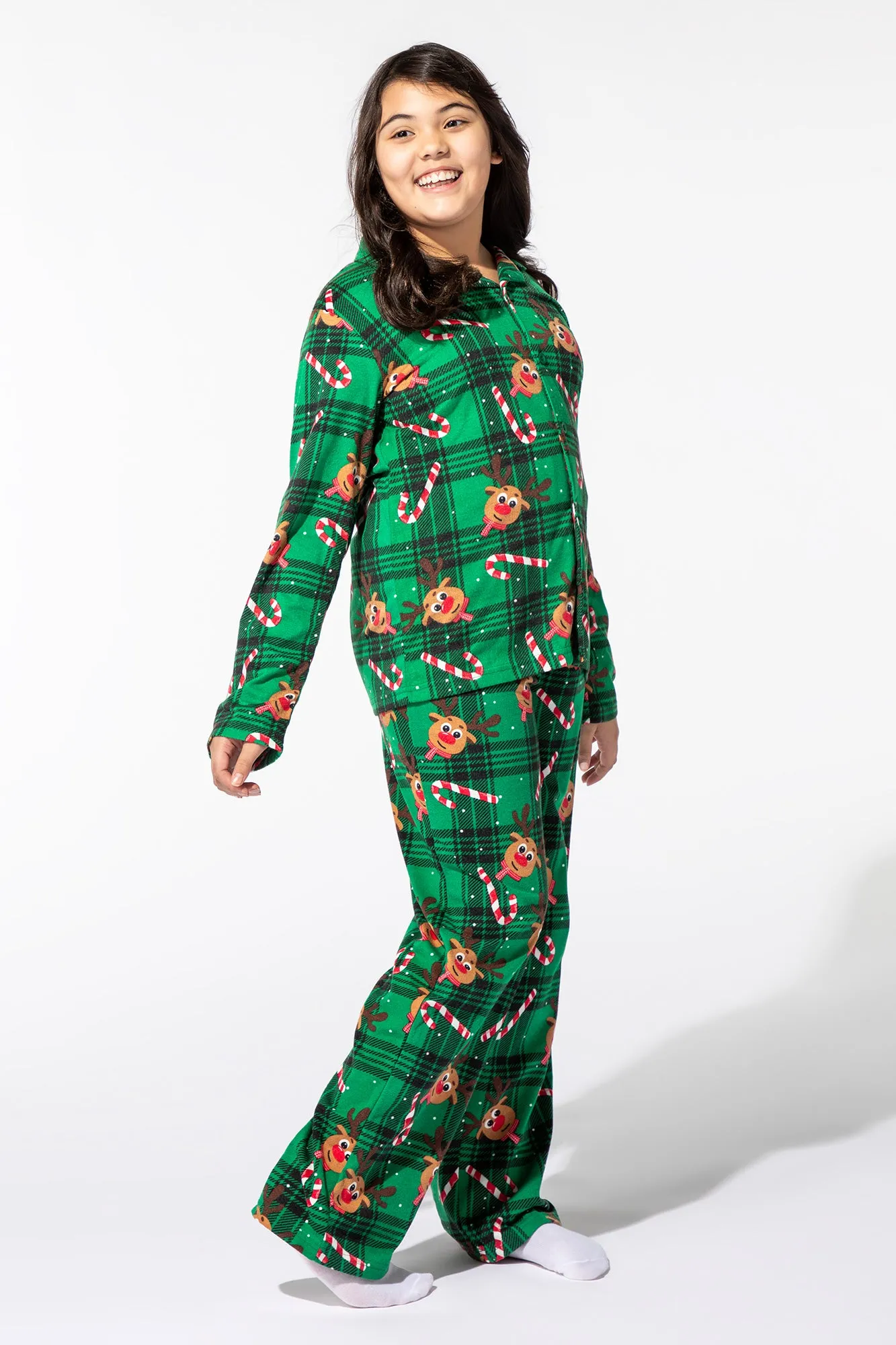 Youth Matching the Family Rudolph Flannel 2 Piece Pajama Set