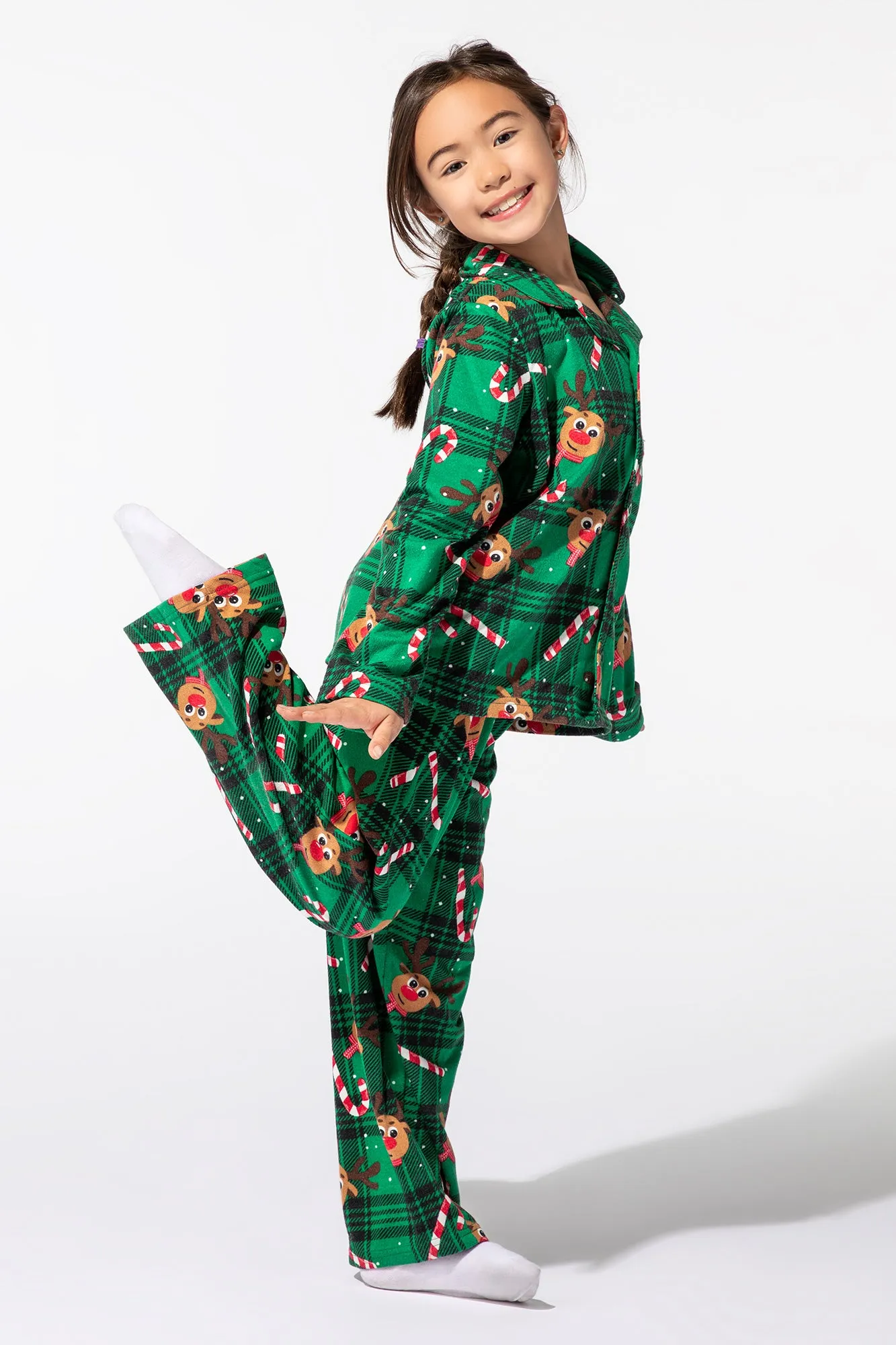 Youth Matching the Family Rudolph Flannel 2 Piece Pajama Set